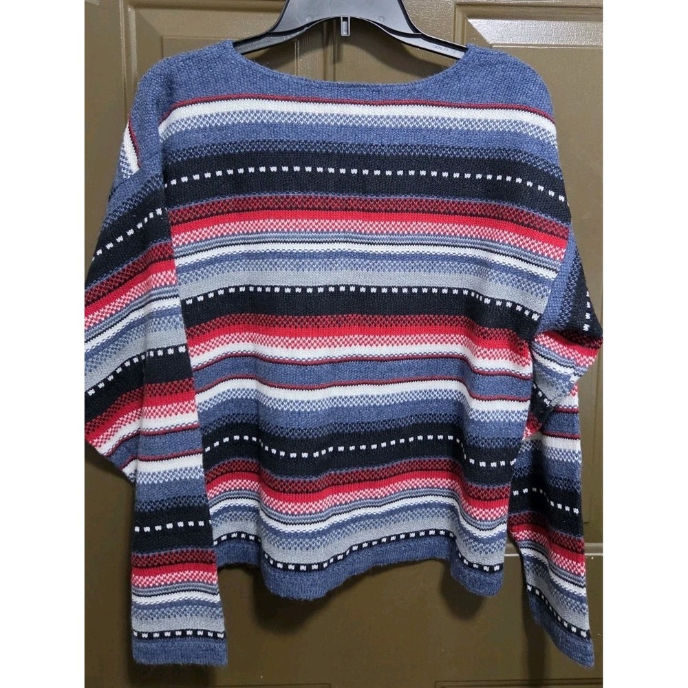 Vintage 90's Spunky L Cardigan Sweater Front Zip Fair Isle Nordic Light Layer - Picture 12 of 12